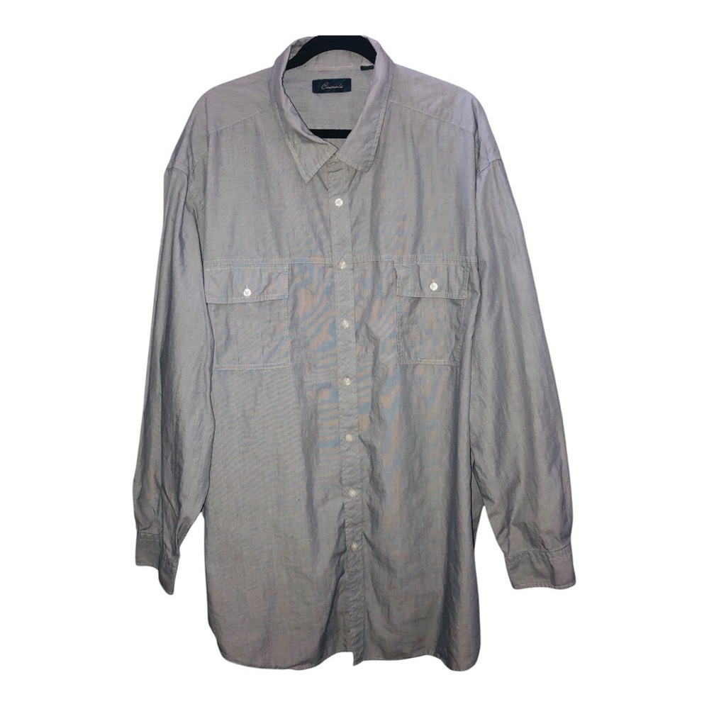 CASUALS Men’s Size 4XT Button-up Long Sleeve Collared Gray Shirt 100% Cotton